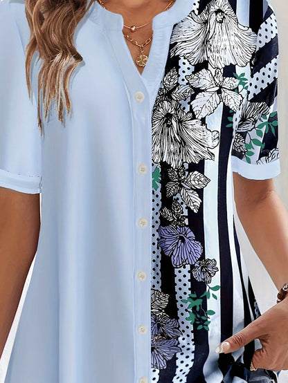 Casual Round Collar Half Sleeve Blouse