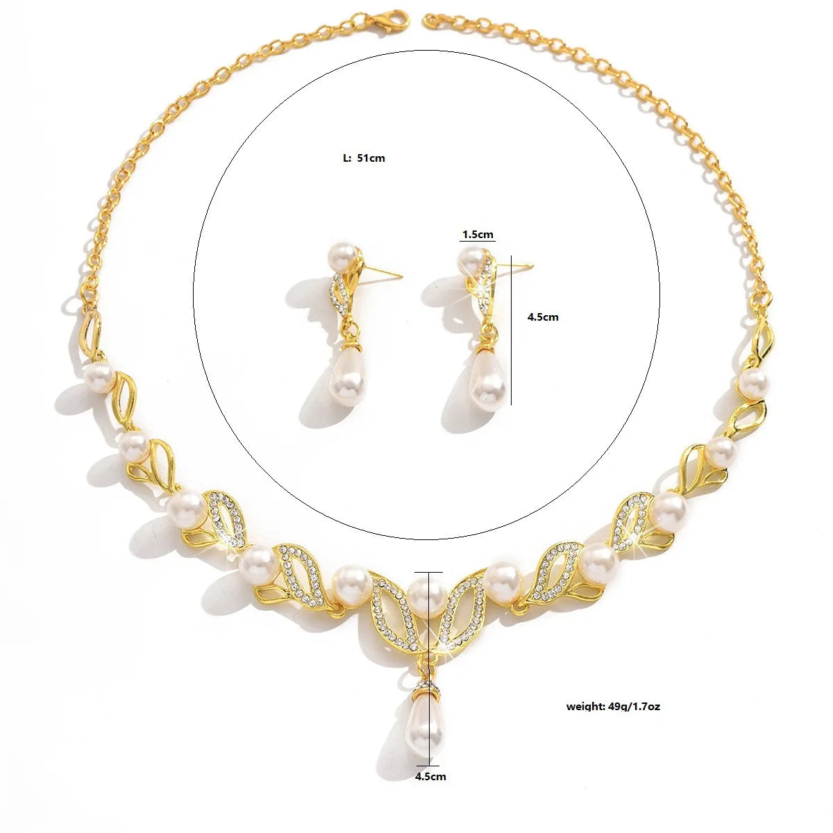 Imitation pearl necklace jewelry set