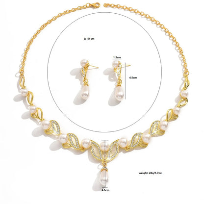 Imitation pearl necklace jewelry set