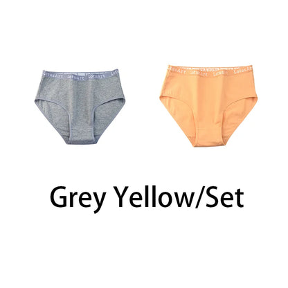 2PCS/Set Cotton Solid Panties Sexy Plus Size Lingerie