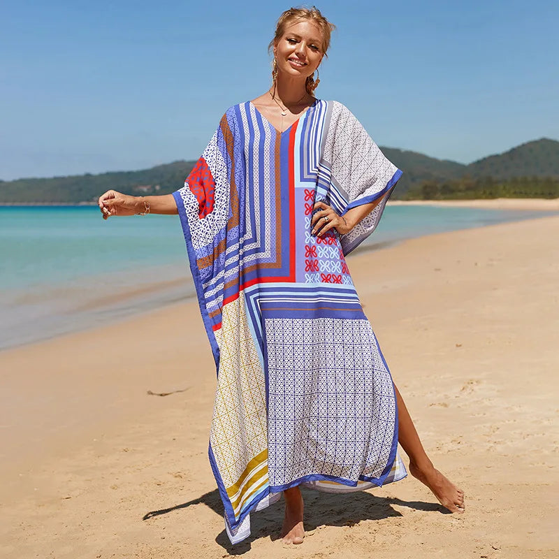 Swimsuit Kaftans Beach Cover Ups Colorful Outfits Dress