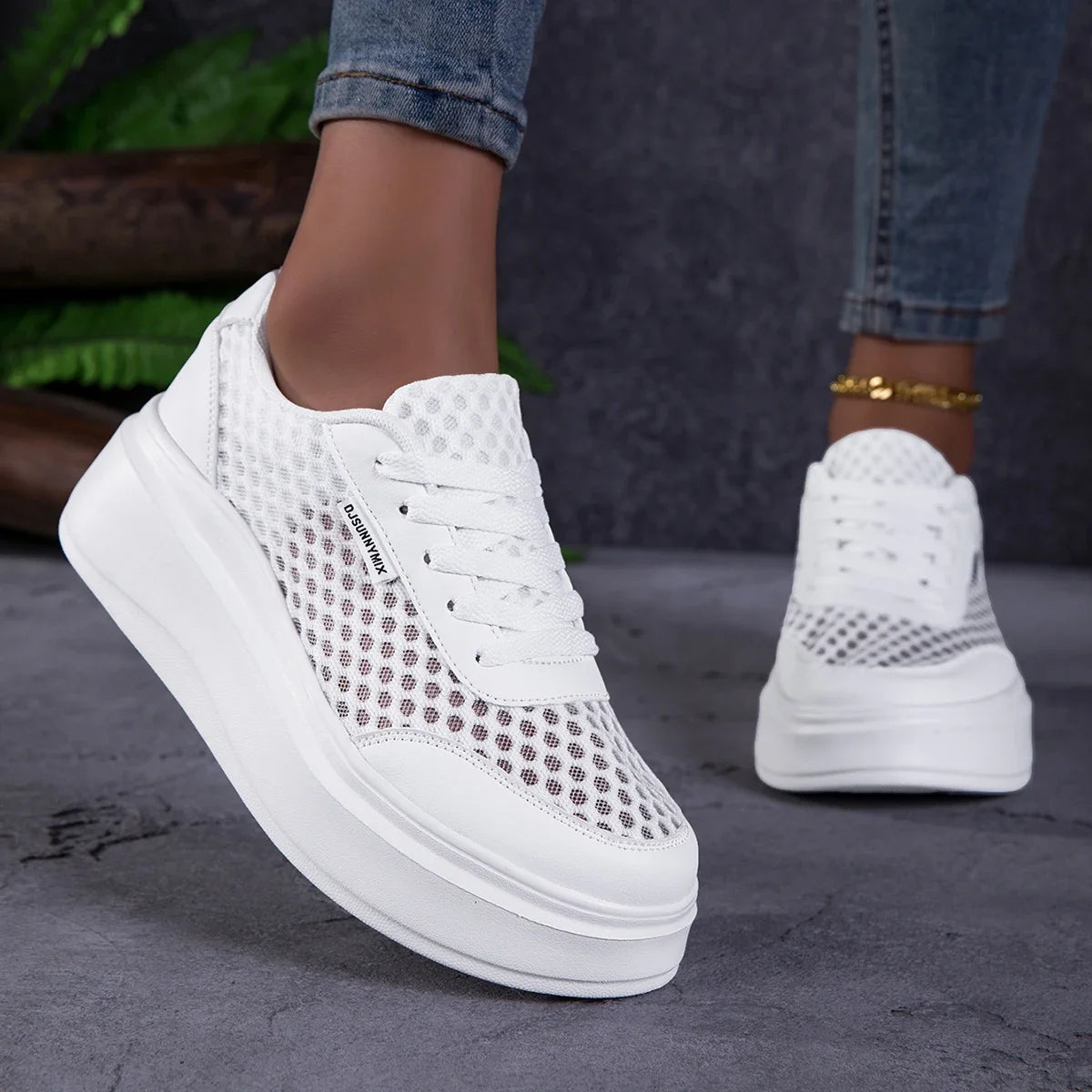 Thick Bottom Mesh Sports Lightweight Platform Sneakers