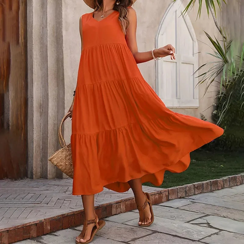 Casual Long Dresses V-neck Loose Dress