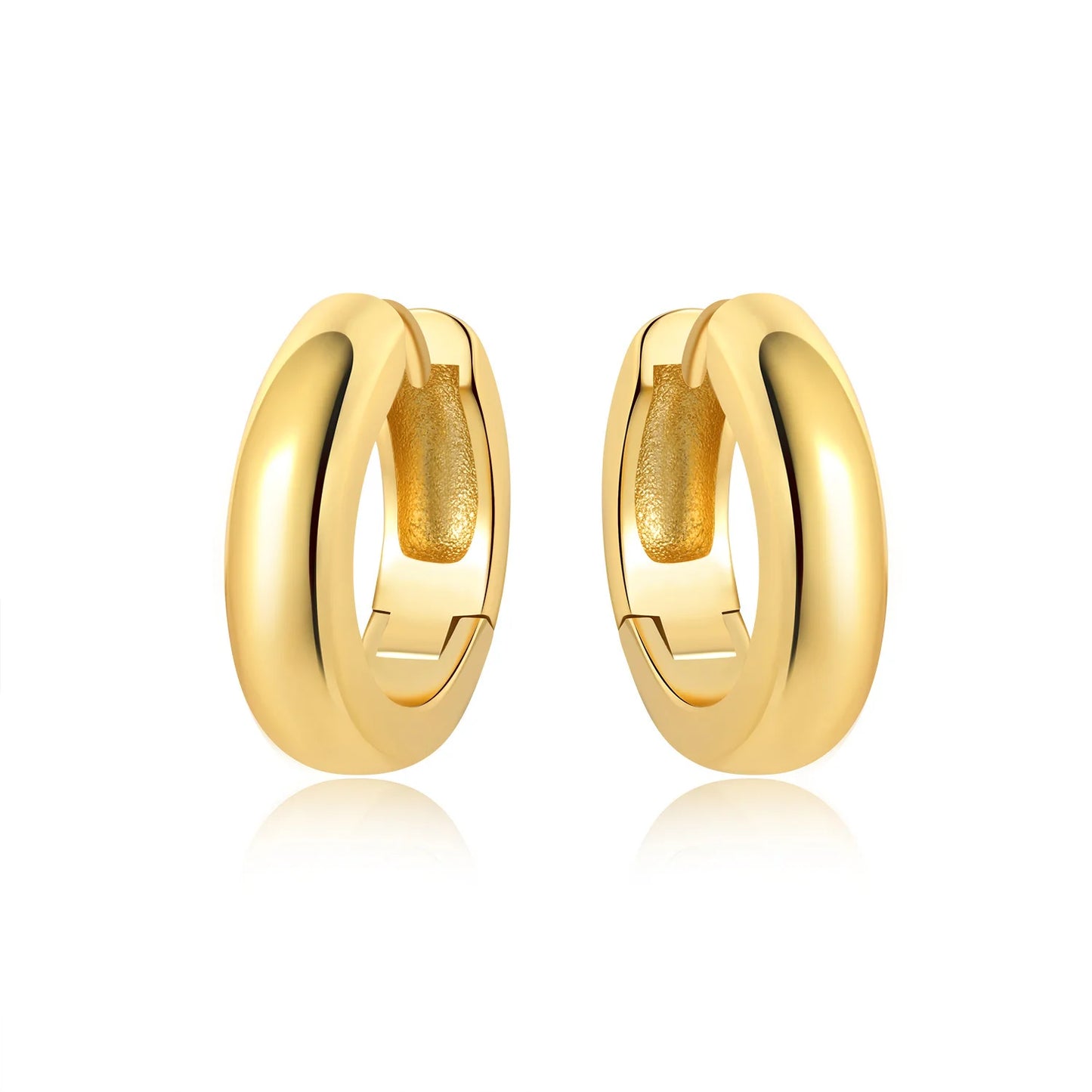 S925 Sterling Silver Zircon 18K Gold Lining Vintage Hoop Earrings