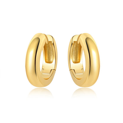 S925 Sterling Silver Zircon 18K Gold Lining Vintage Hoop Earrings