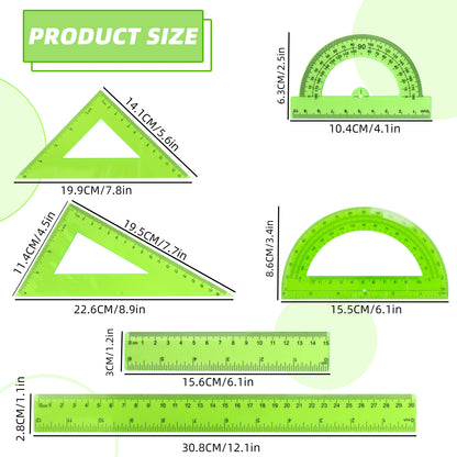 30cm Ruler Measuring and Drawing Kit with Straight Ruler Protractor and Triangle Set