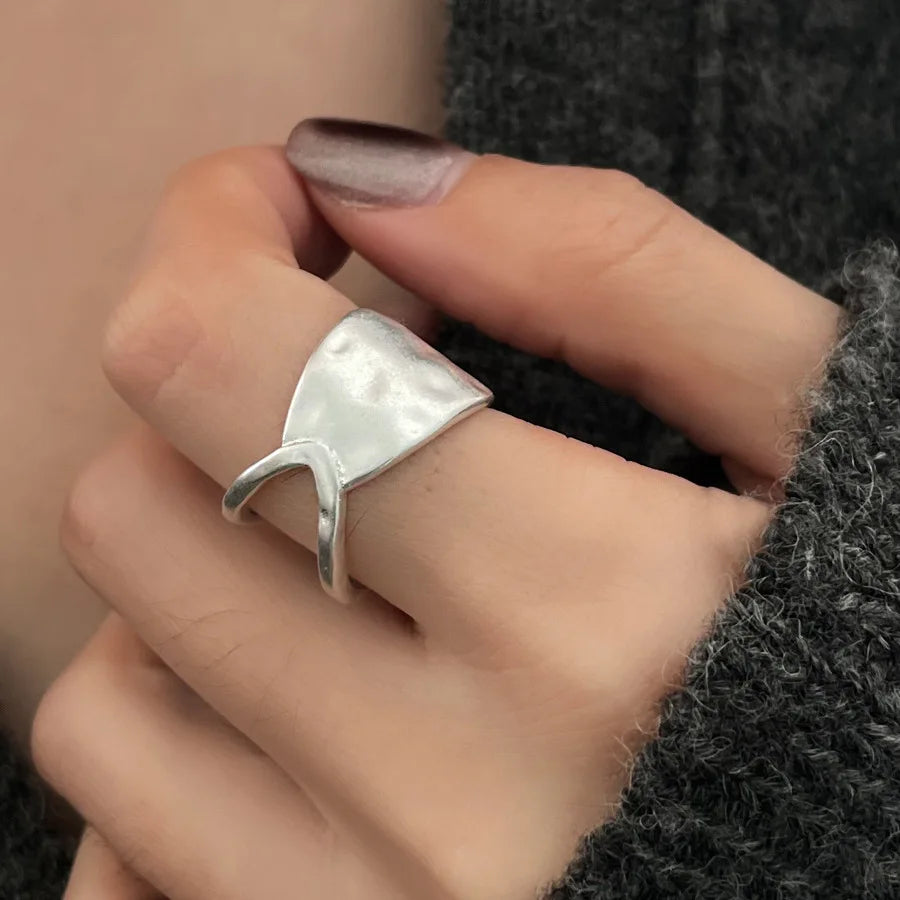 925 Sterling Silver Geometric Black Stone Rings
