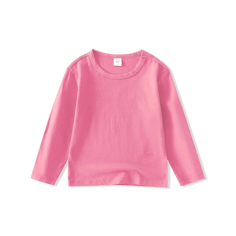 Autumn Spring Cotton T-shirt Tees Long Sleeve White Shirt Kids Tops