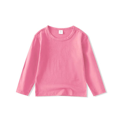 Autumn Spring Cotton T-shirt Tees Long Sleeve White Shirt Kids Tops