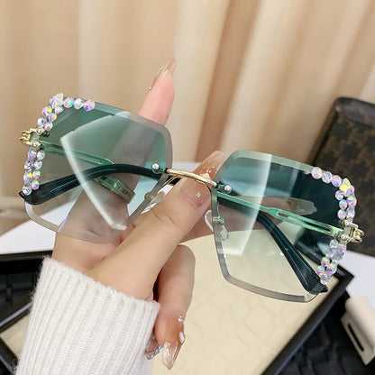 Square frameless crystal decoration Sunglasses