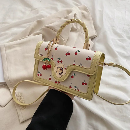 Sweet Cherry Square Chains Crossbody Bags