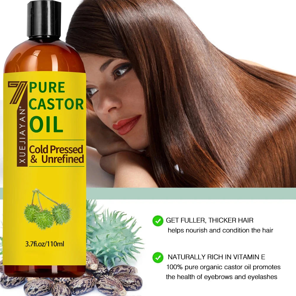 100% Pure Castor Oil For Eyelashes Hair Growth Eyebrows
