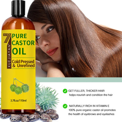 100% Pure Castor Oil For Eyelashes Hair Growth Eyebrows