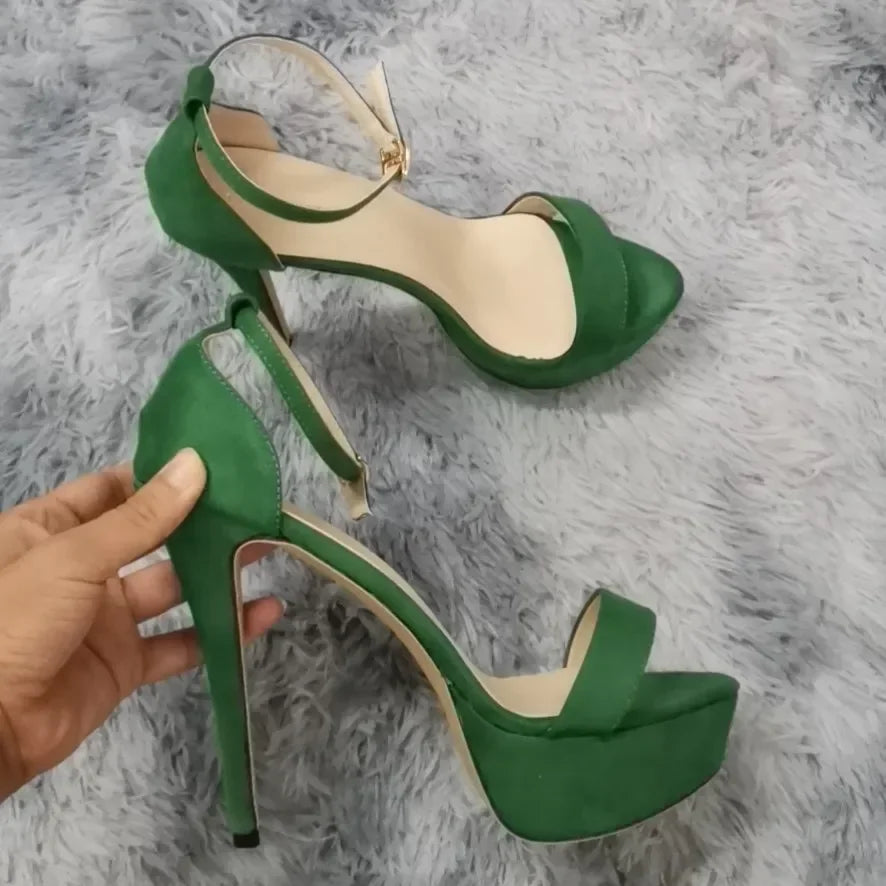 Sexy Open Toes High Heels Leather Shoes