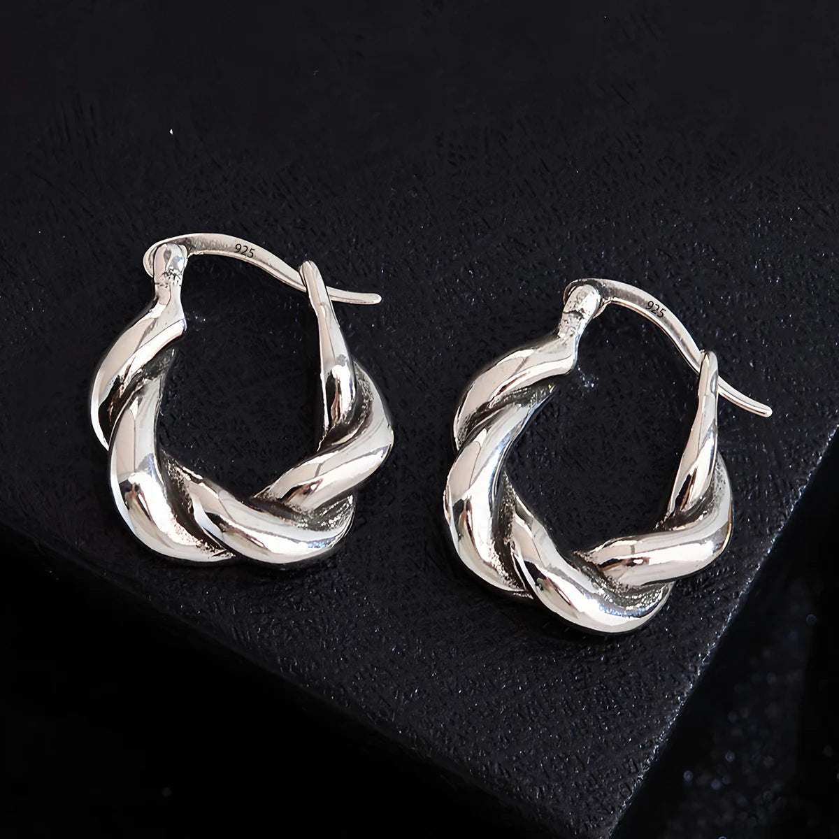 925 Sterling Silver Frosting Hoop Earrings