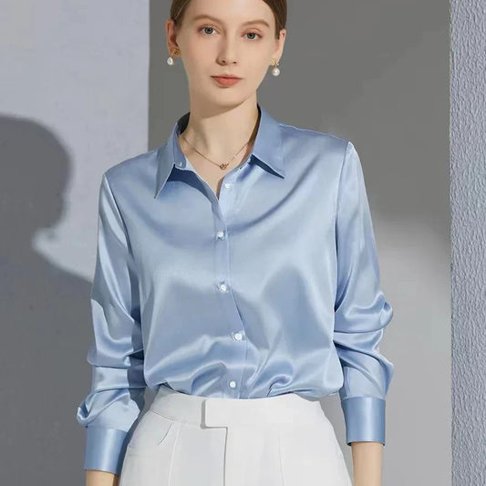 Satin Casual Long Sleeve Elegant Shirts