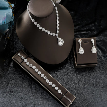 Waterdrop Flower Necklace Jewelry Set