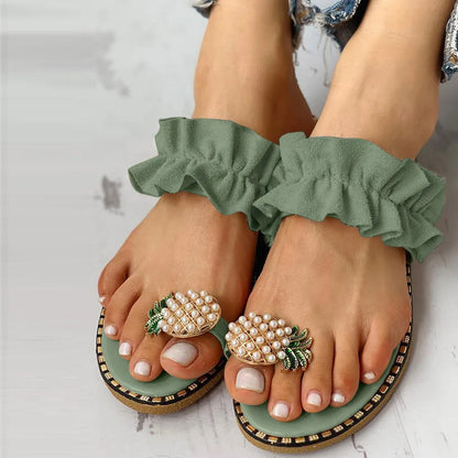Pearl Flat Toe Bohemian Shoes plus size