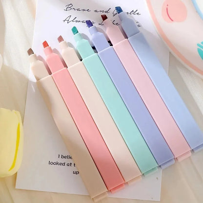 6pcs/set Pastel Color Highlighter Kawaii Stationery Color Marker