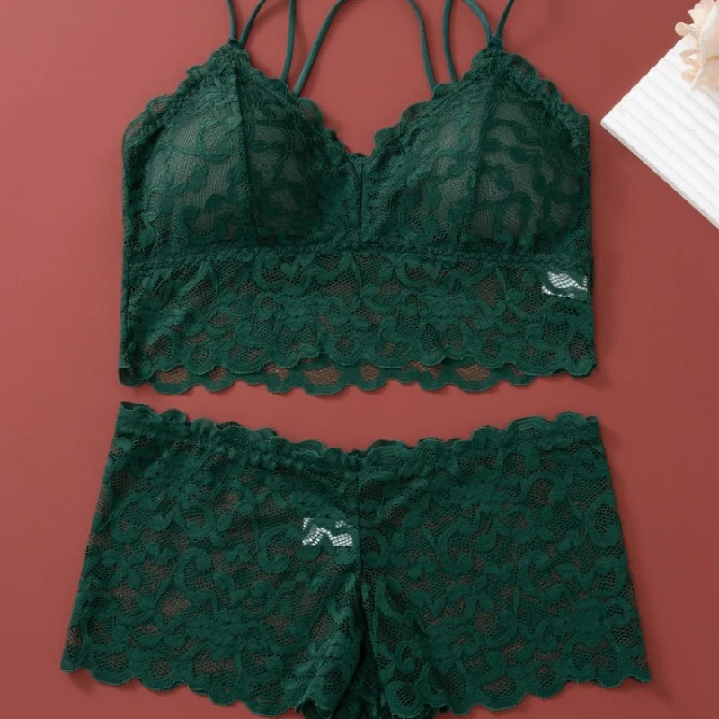 Lace Transparent Ultra-thin Bralette Lingerie Set