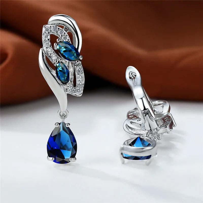Blue Rainbow Stone Crystal Zircon Earrings