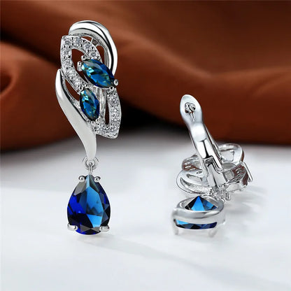 Blue Rainbow Stone Crystal Zircon Earrings