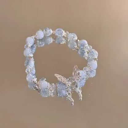 Fairy Butterfly Green Bead Tassels Chain Bracelet