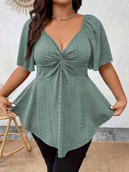 Plus Size Elegant Curve Loose T Shirt