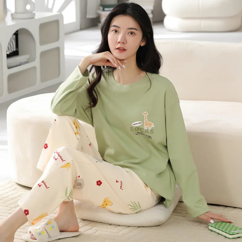 Long-Sleeved Trousers Cartoon Cute Pajama Sets
