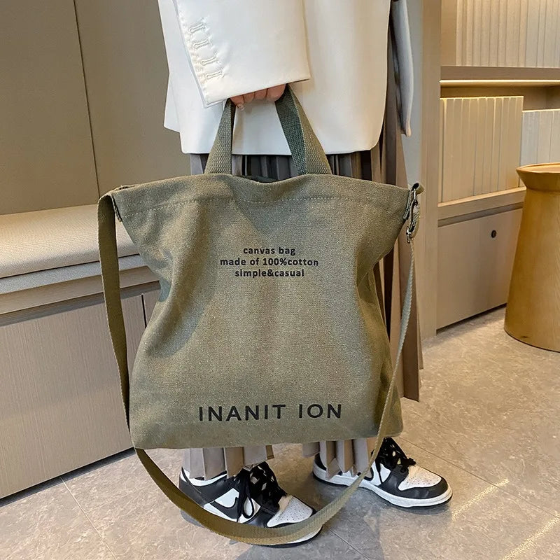 Japanese canvas washed thickened handbags large-capacity bags