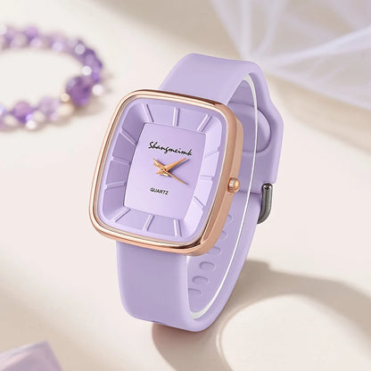 Square Quartz Wristwatch Elegant Silicone Watches