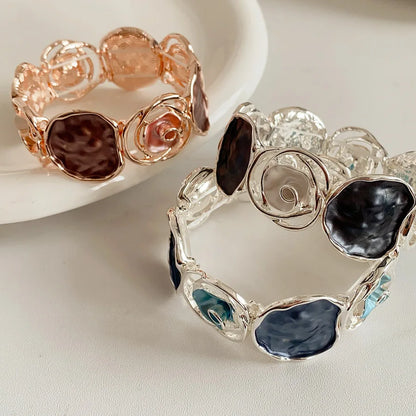 Vintage Dripping Oil Hollow Rose Flowers Geometric Bracelets