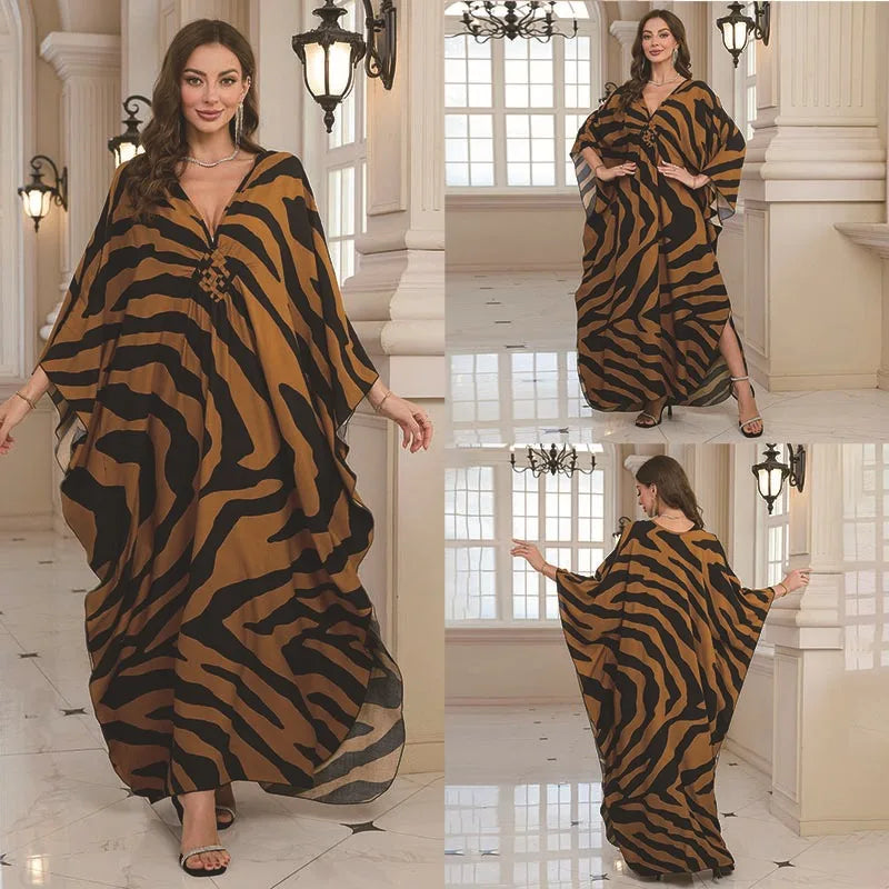 Kaftan Wave Neck Swimsuit Cover Up Caftan Dress