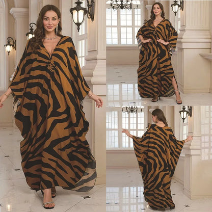 Kaftan Wave Neck Swimsuit Cover Up Caftan Dress