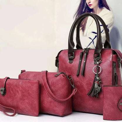 Luxury Leather Shoulder Bag 4pcs/set