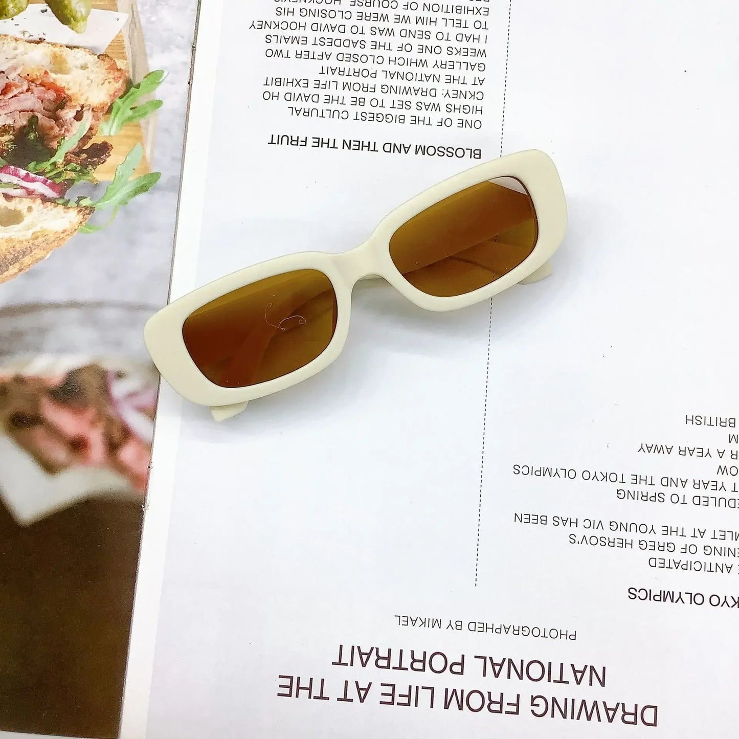 Cute Vintage Frosted Rectangle Sunglasses