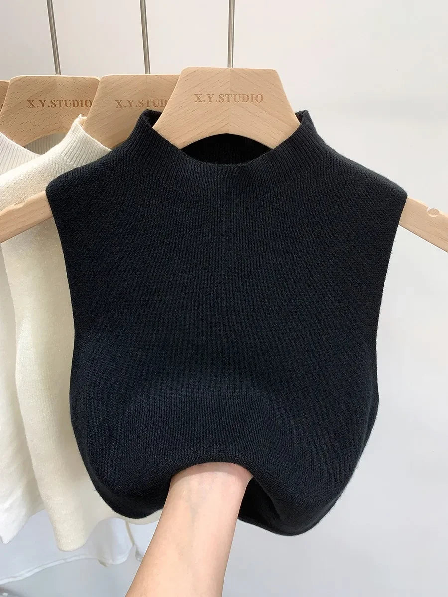 Fall Slim Sweater Short Sleeveless Sweaters Pullovers