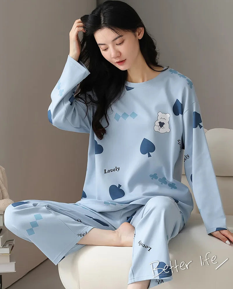 Long-Sleeved Trousers Cartoon Cute Pajama Sets