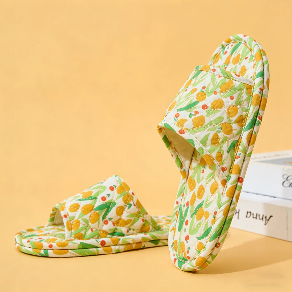 Home Slippers Soft Cotton Floral Floor Slippers