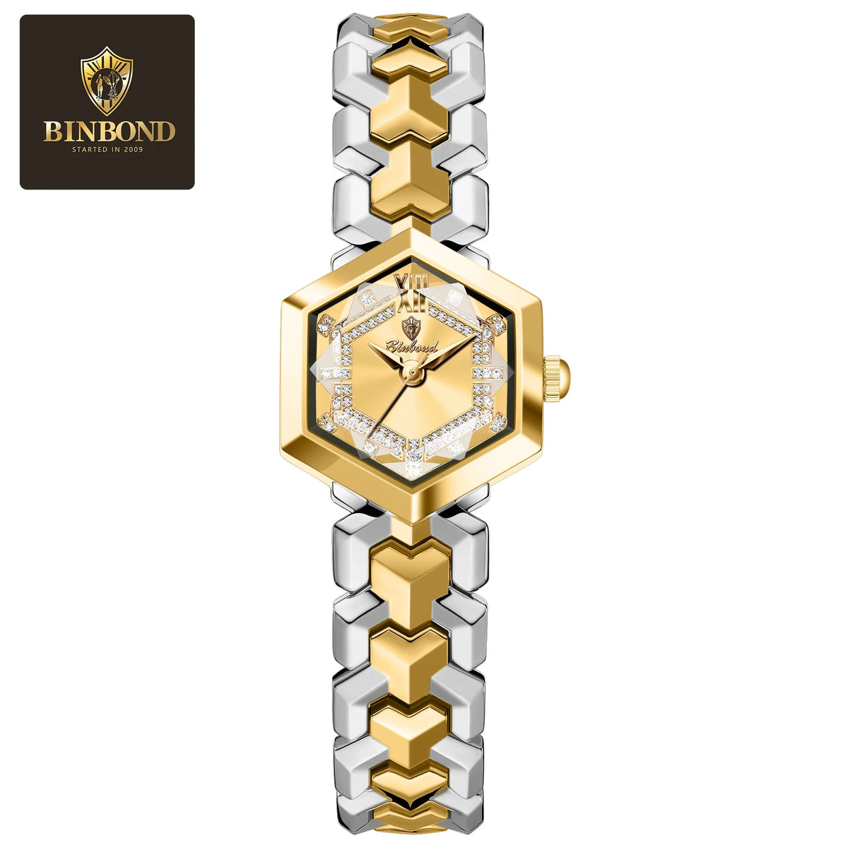 Elegant Quartz Rhombus Mirror Waterproof Luminous Diamond Dial Watch