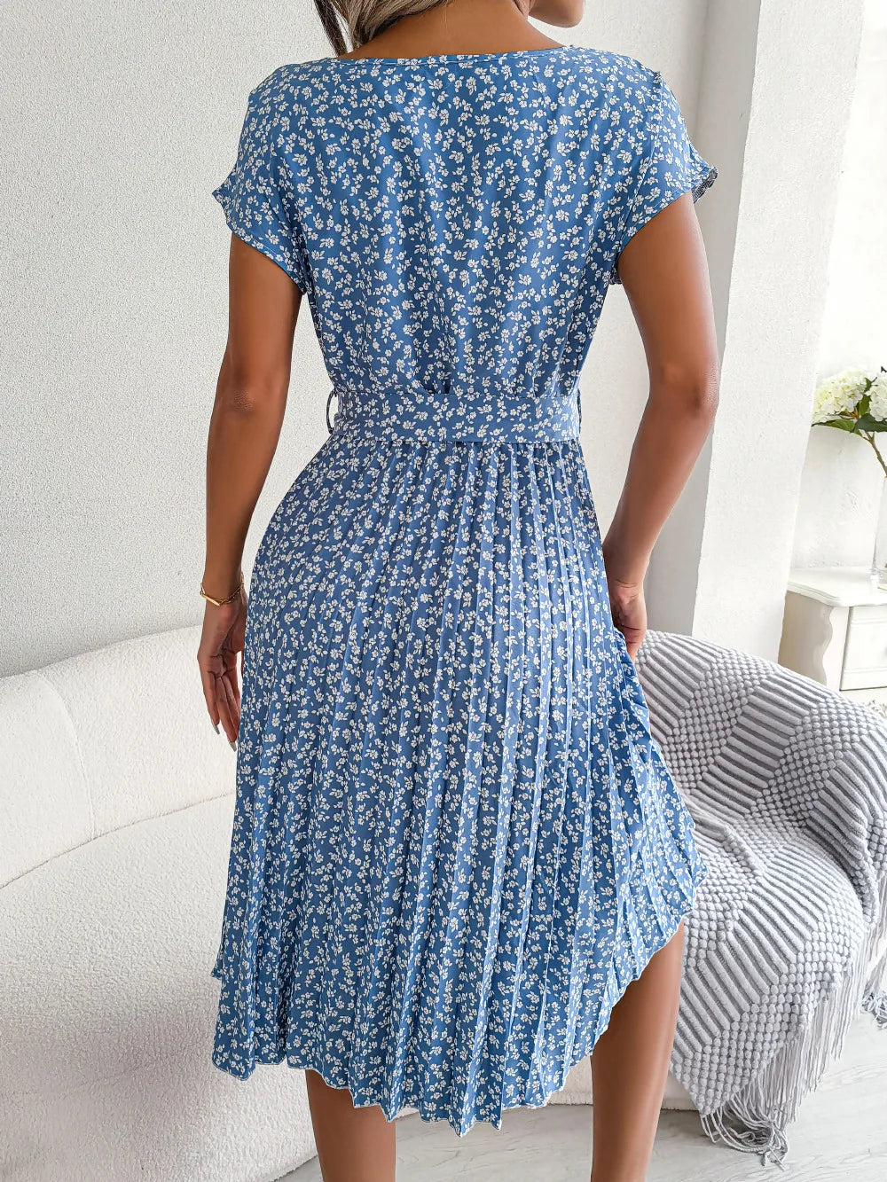 Short Sleeve High Waist Dress