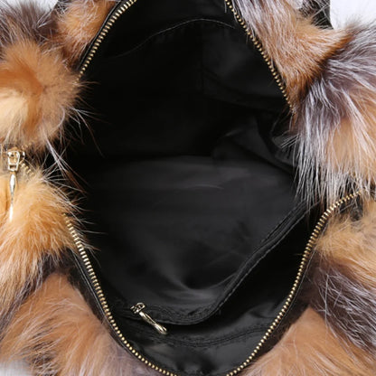 Real Fox Fur Large Size Plush Crossbody Luxury Handbags Fluffy Tote Bag