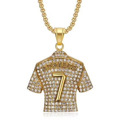 Hip Hop Style Number 7 Jersey Zircon Pendant Alloy Necklace