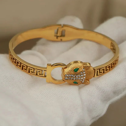 Stainless Steel Metal Crystal Leopard Bangles bracelets