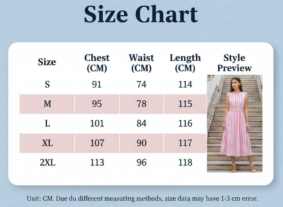 Slimming summer fresh vertical striped sleeveless dress