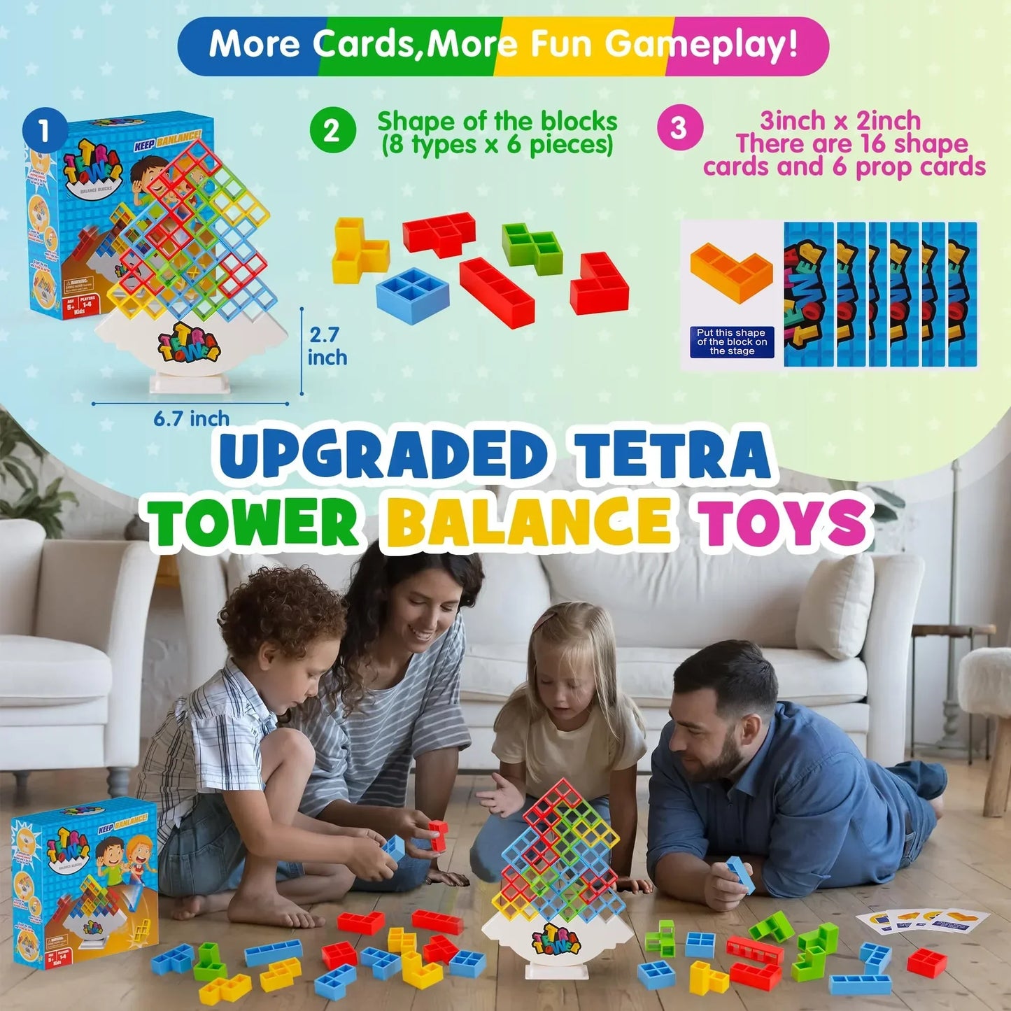 48PCS Tetra Tower Fun Balance Stacking Building Blocks Board Game