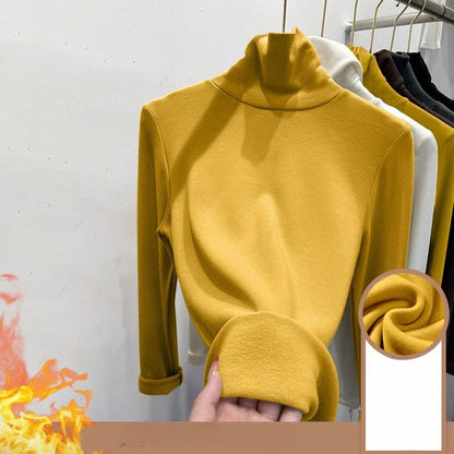 High Collar Underlay Top Autumn/Winter Overlay Thick Warm Long Sleeve T-shirt