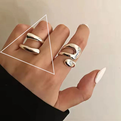 925 Sterling Silver Retro Geometric Asymmetric Rings
