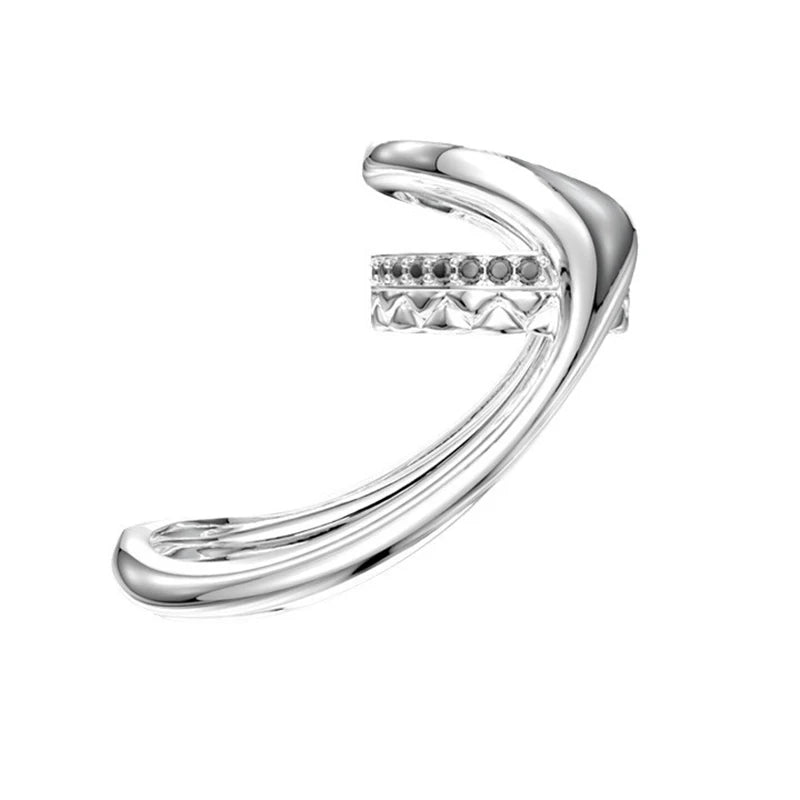 Silver Two-finger Hollow Geometric Couples Vintage Hip Hop Rings