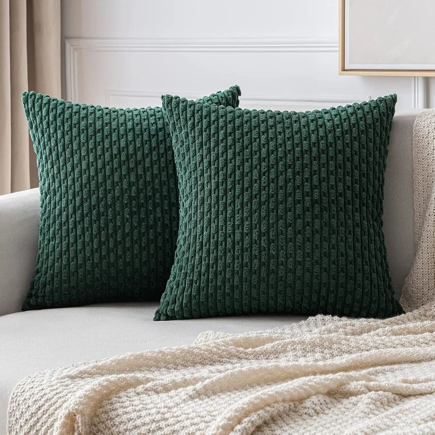 Burnt Orange Striped Cushion Covers Corduroy Pillowcases